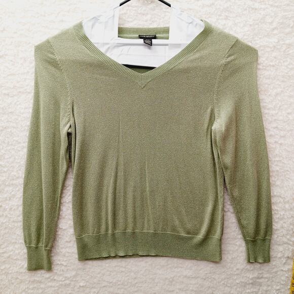 Sweater Pullover 18 20 Sage Metallic Quiet Luxury Soft Girl Minimalist Elevated - Picture 1 of 7
